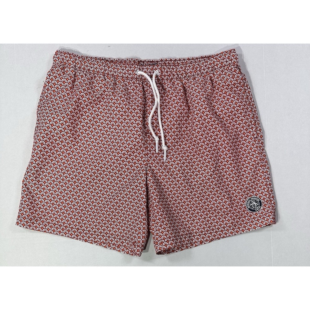 Original Penguin Men's XL Swim Trunks Red Geometric Print Board Shorts Lined
